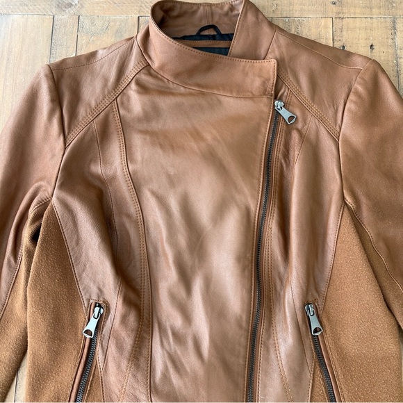 Marc new York Marc Andrews whiskey Leather Women's large bomber Jacket - Picture 3 of 14